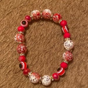 3/$10 Glass red evil eye bracelet